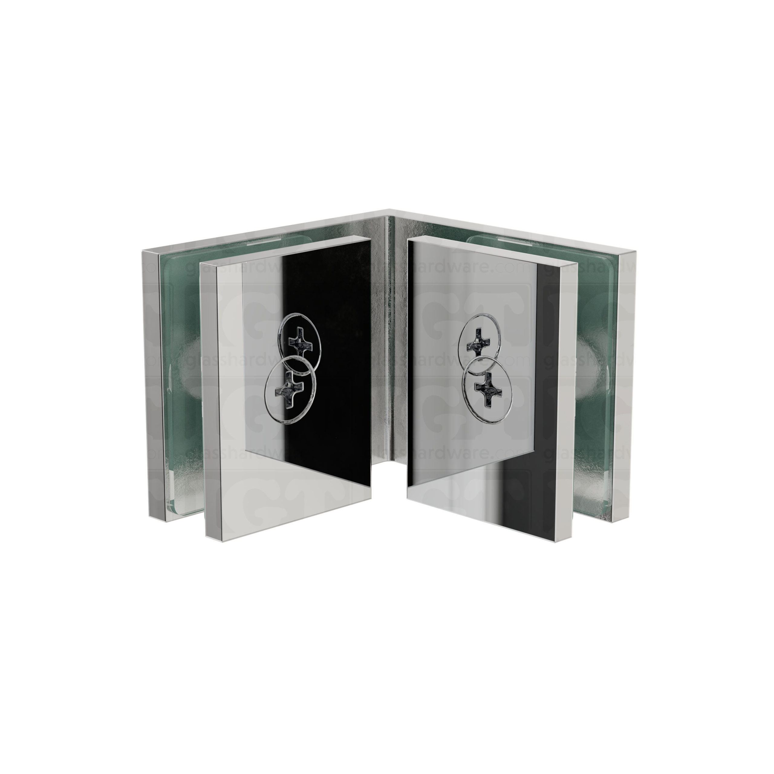 Oversized Glass-to-Glass 90 Degree Square Edge Clamp - Chrome Polished - Image 2