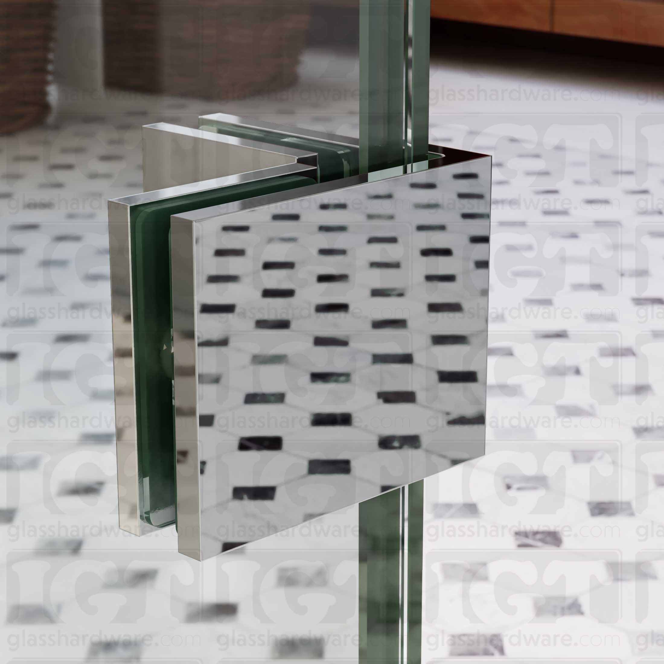 Oversized Glass-to-Glass 90 Degree Square Edge Clamp - Chrome Polished - Image 4