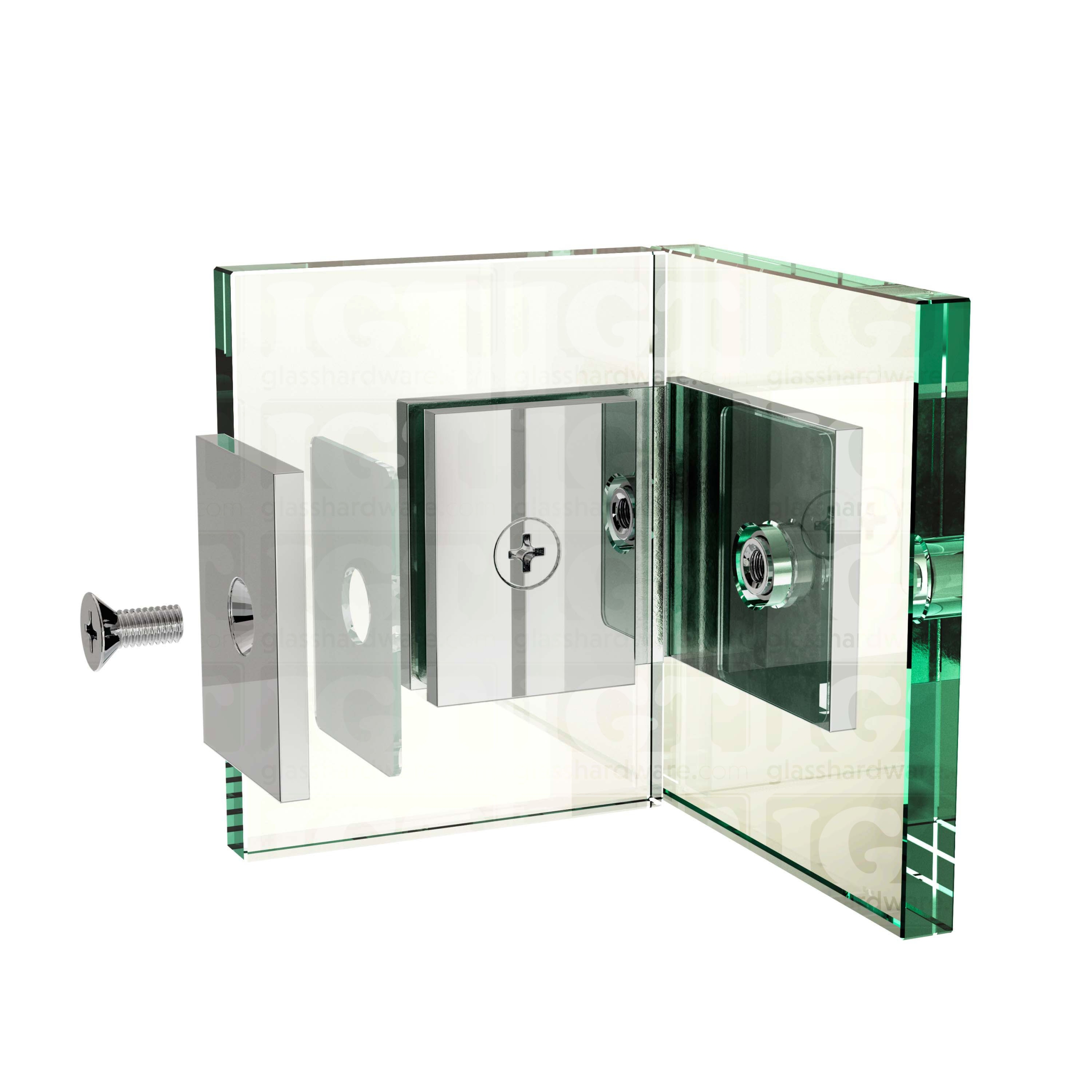 Oversized Glass-to-Glass 90 Degree Square Edge Clamp - Chrome Polished - Image 8