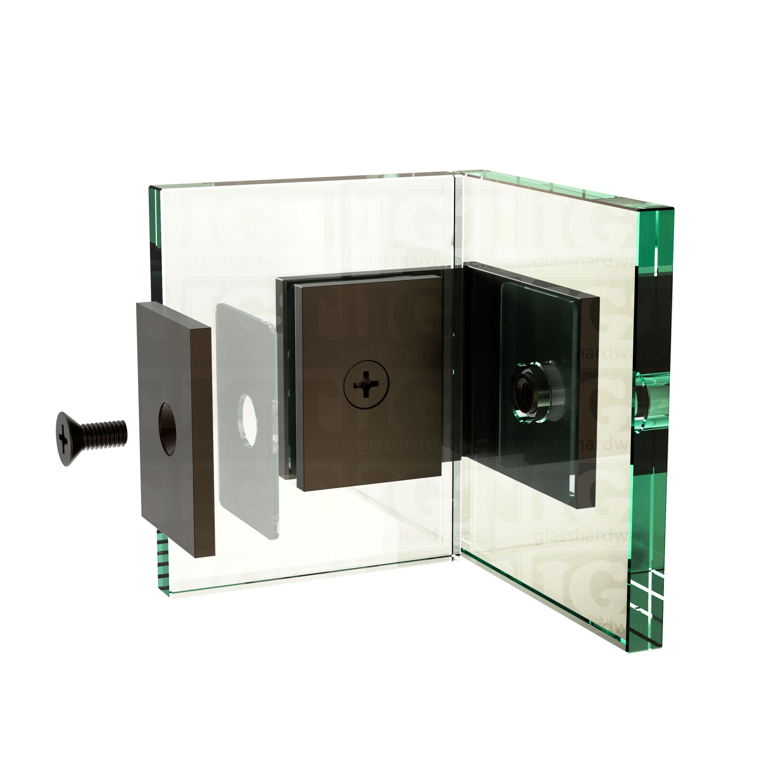 Oversized Glass-to-Glass 90 Degree Square Edge Clamp - Oil Rubbed Bronze - Image 8