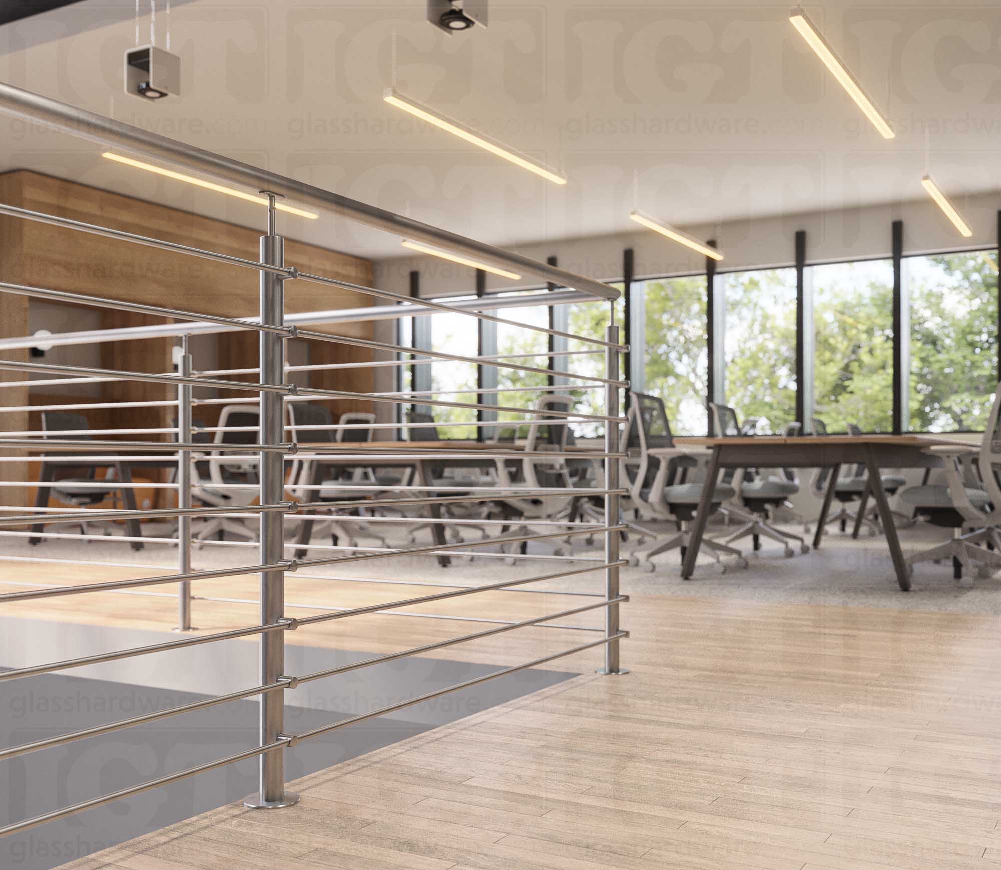 39 1/2” Round Rod Railing Intermediate Post - Brushed Stainless - Image 3