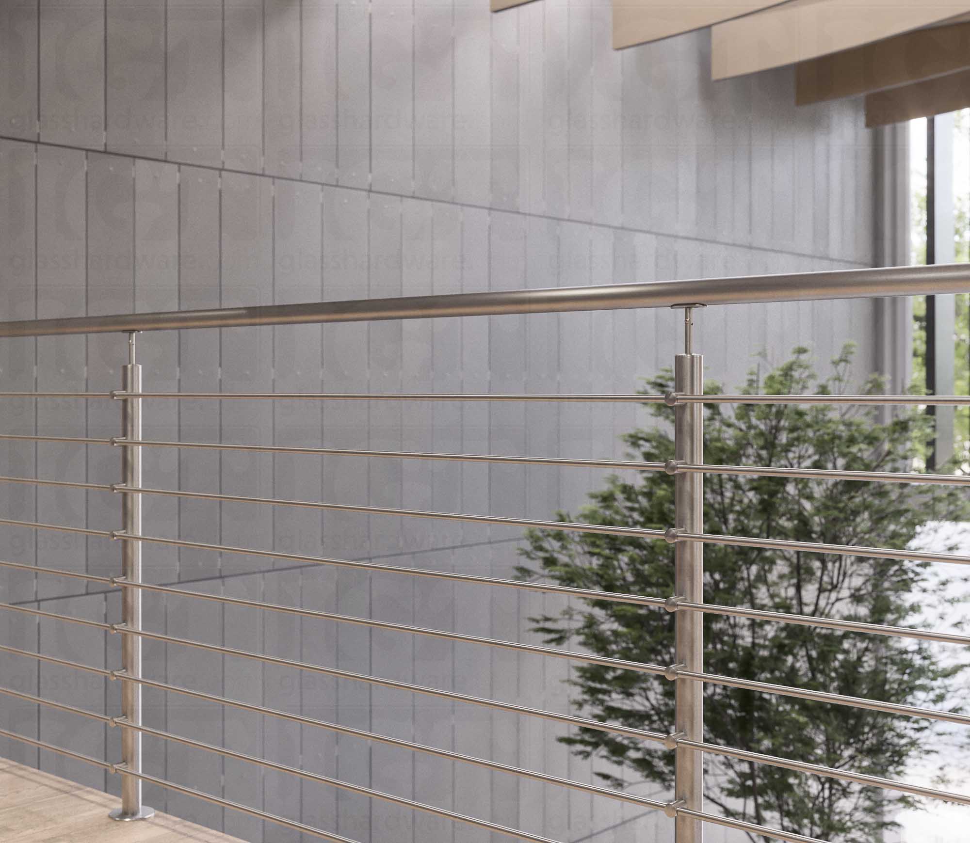 39 1/2” Round Rod Railing Intermediate Post - Brushed Stainless - Image 4
