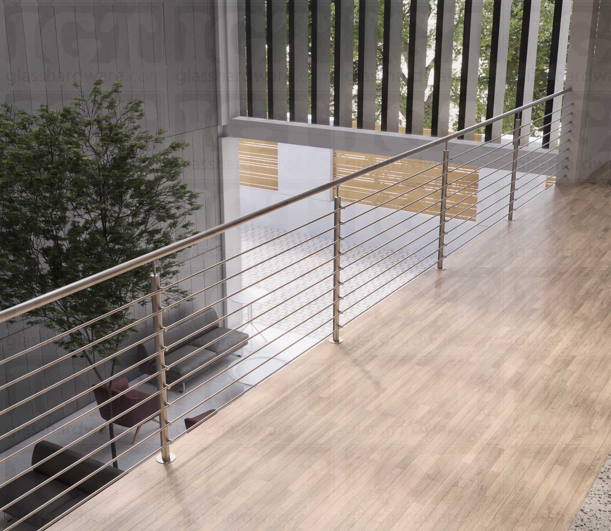 39 1/2” Round Rod Railing Intermediate Post - Brushed Stainless - Image 5