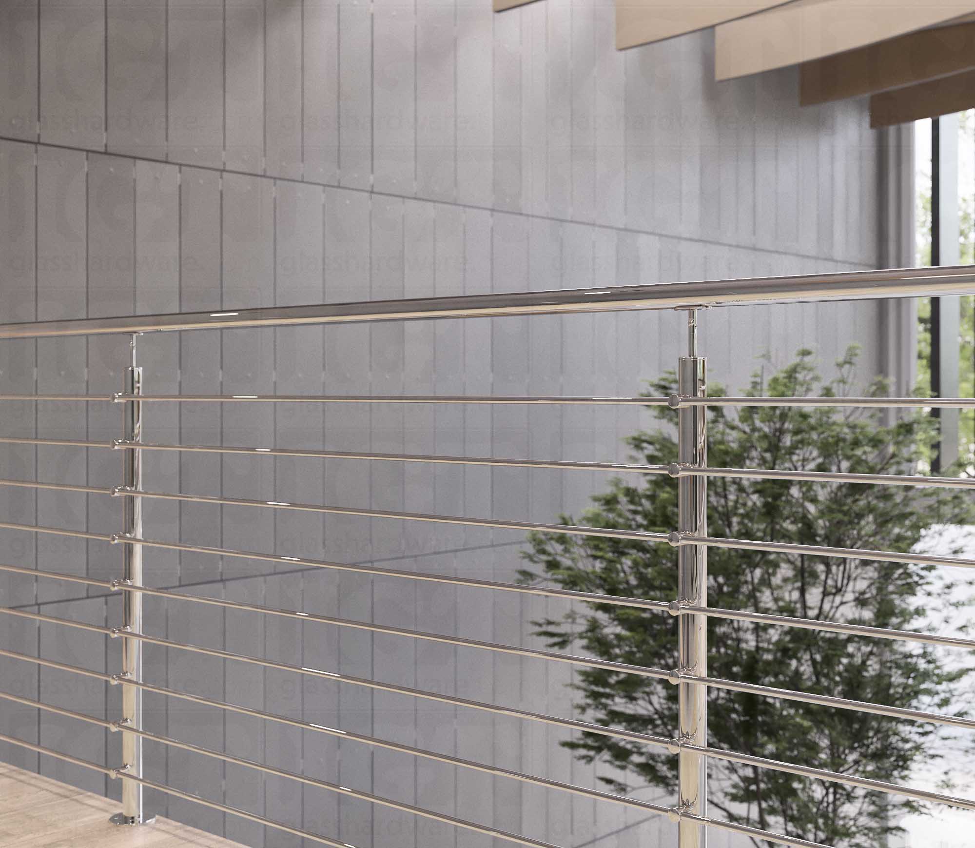 39-1/2” Round Rod Railing Intermediate Post - Polished Stainless - Image 4