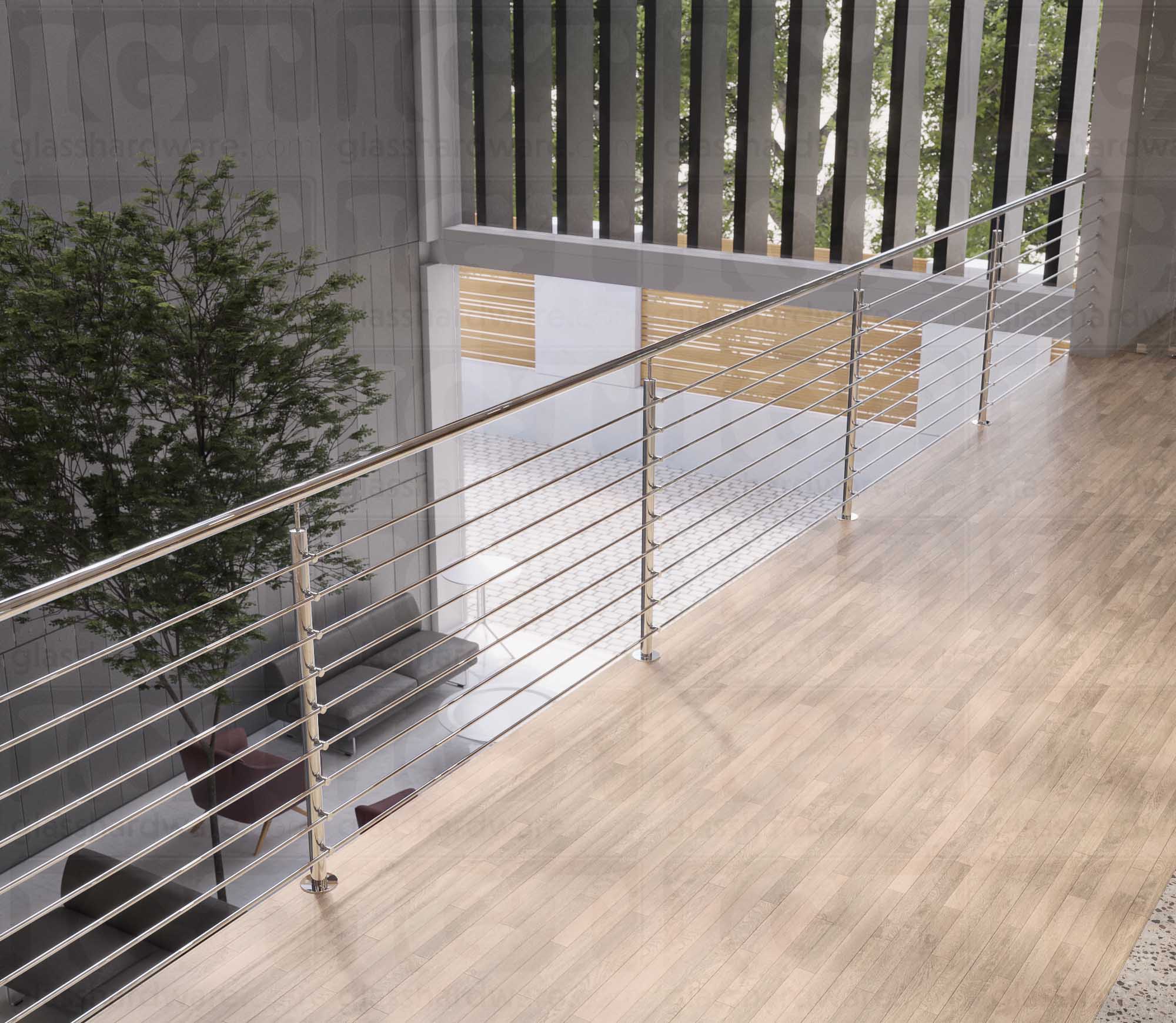 39-1/2” Round Rod Railing Intermediate Post - Polished Stainless - Image 5