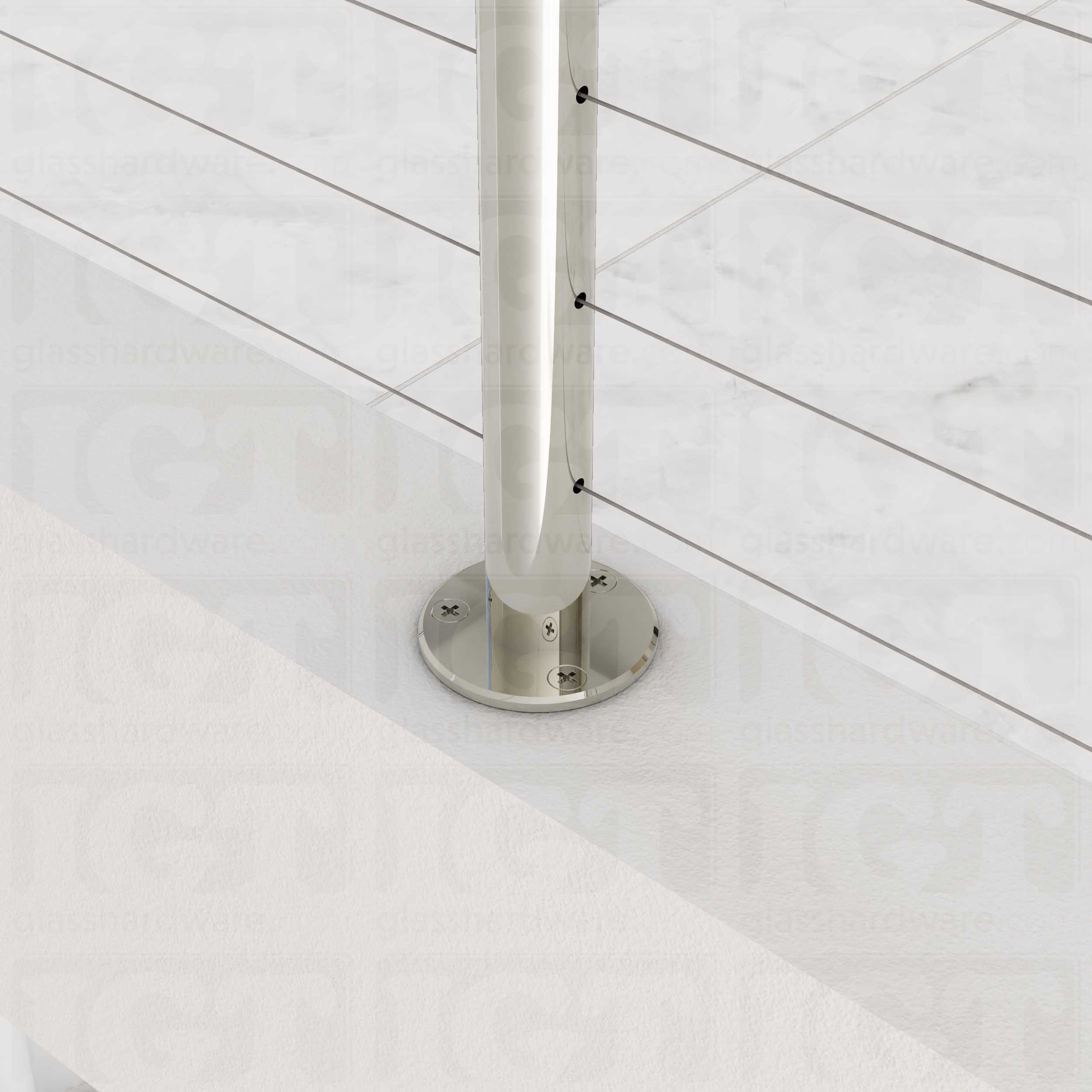 39 1/2″ Round Cable Railing Post - Polished Stainless - Image 3