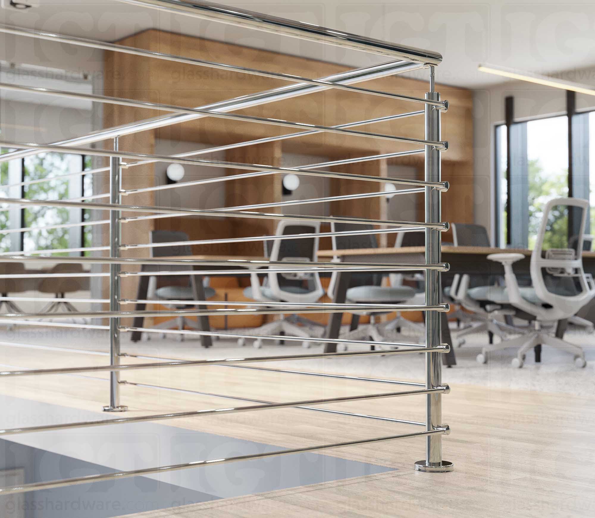 39 1/2” Round Rod Railing Corner Post - Polished Stainless - Image 5