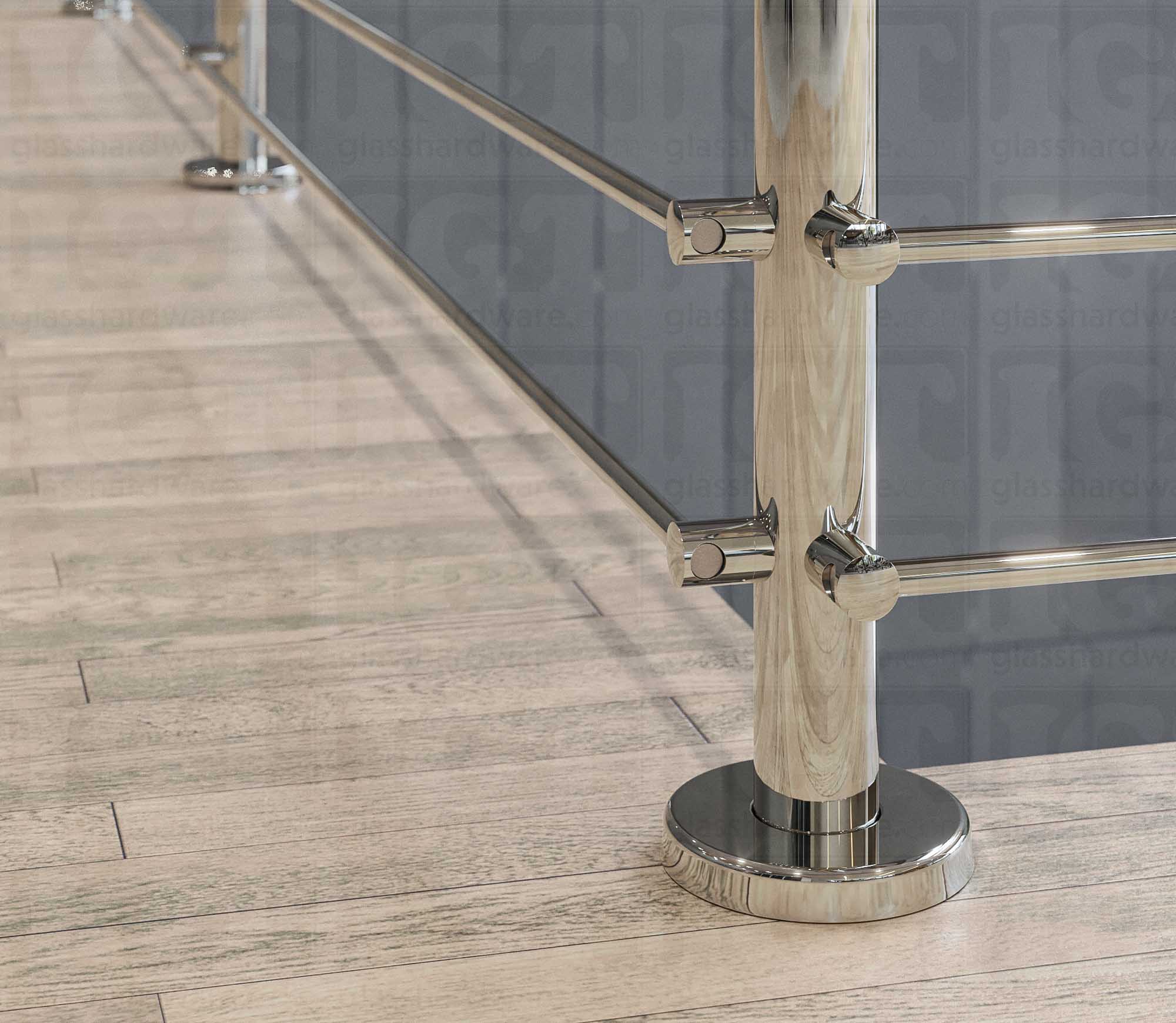 39 1/2” Round Rod Railing Corner Post - Polished Stainless - Image 4