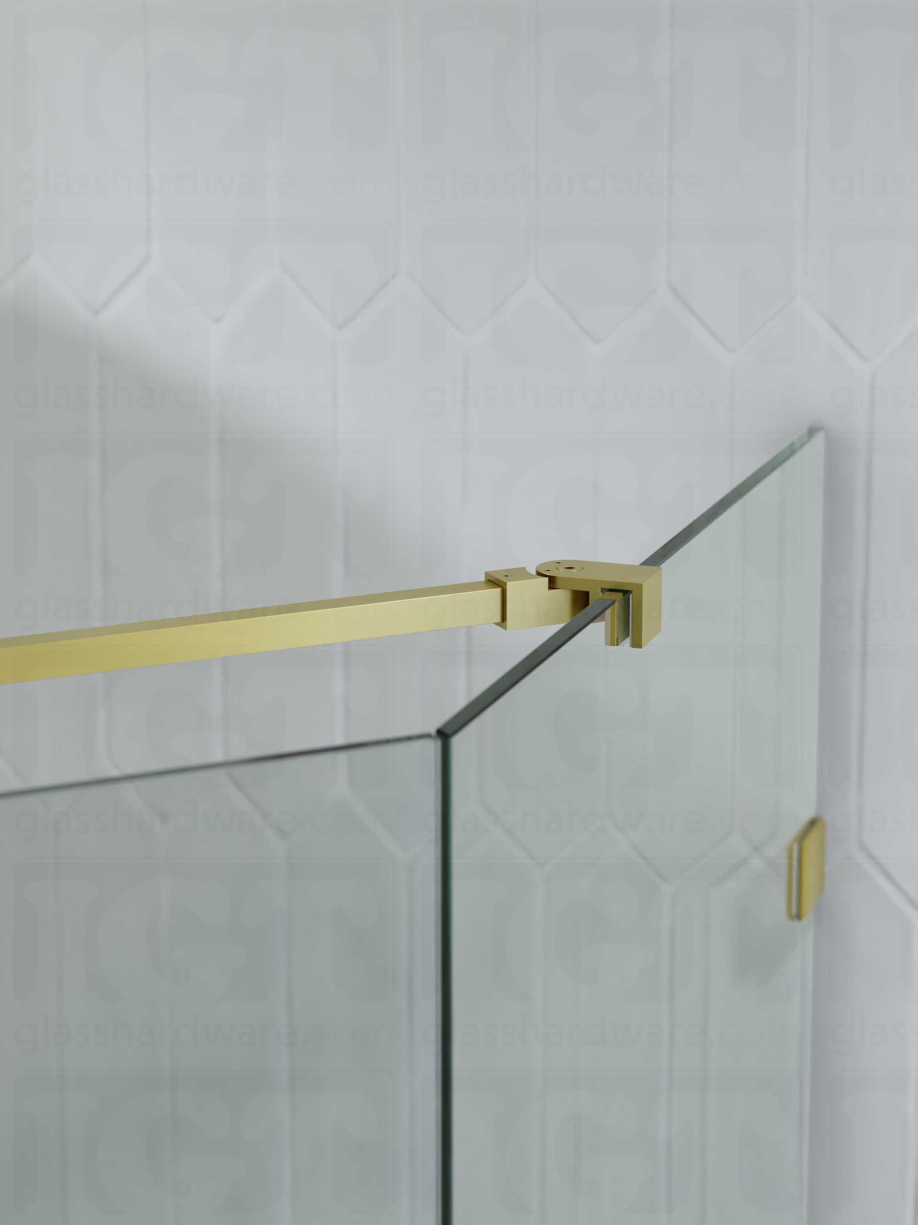 Glass Mount Adjustable Bracket for Support Bar - Gold Brushed - Image 5