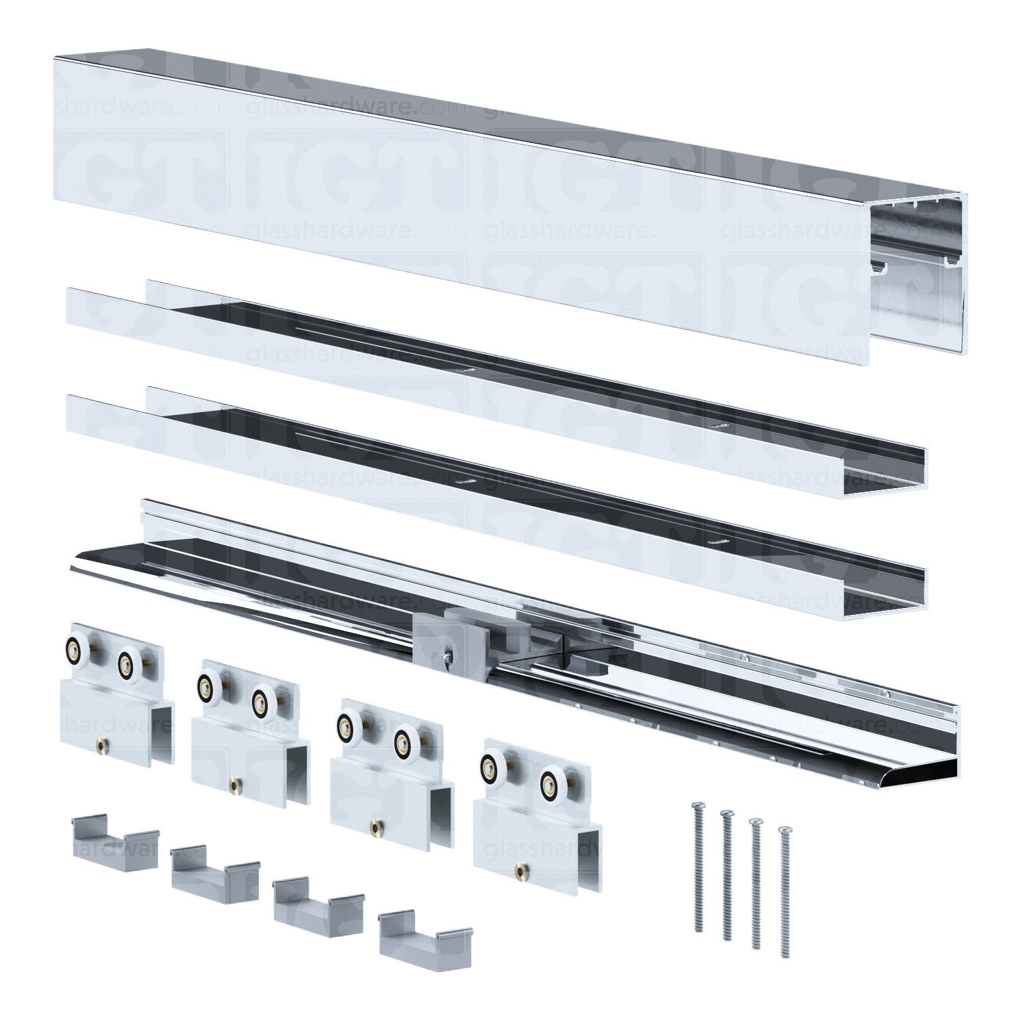 72"W x 80"H Bypass Sliding System - Chrome Polished