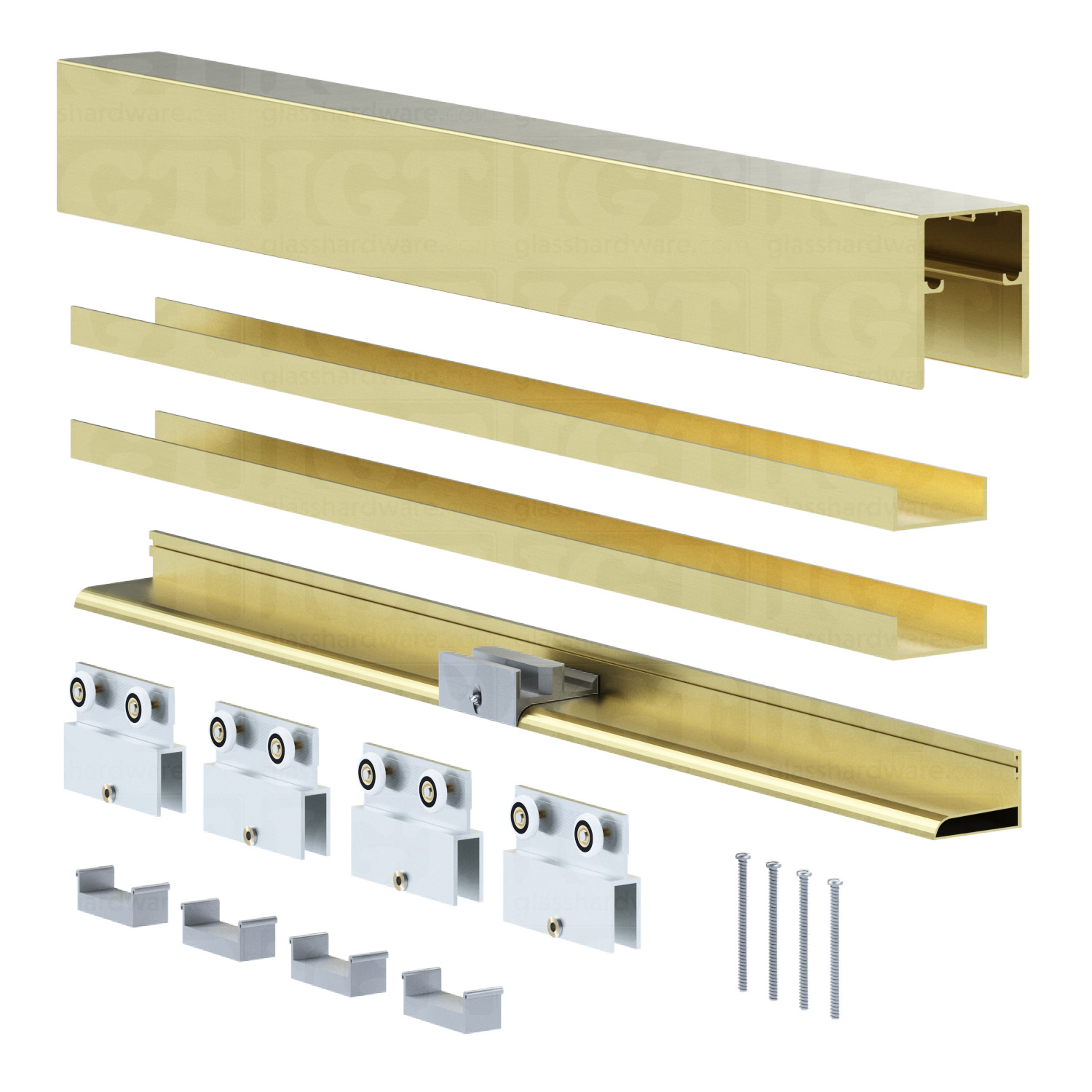 72"W x 80"H Bypass Sliding System - Gold Brushed