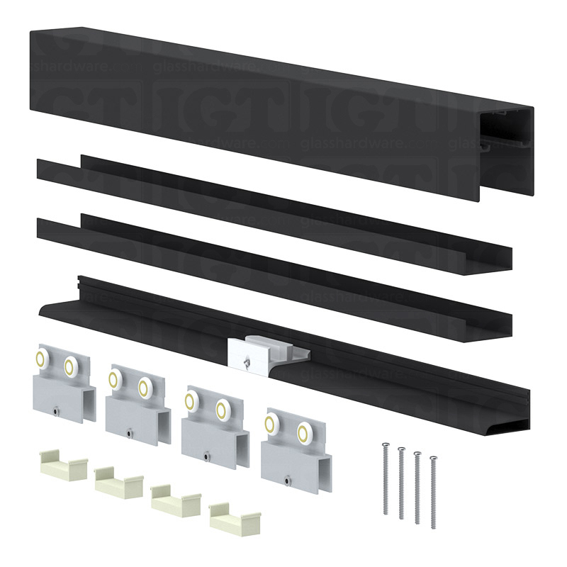 62″W x 64″H Bypass Sliding System - Matte Black
