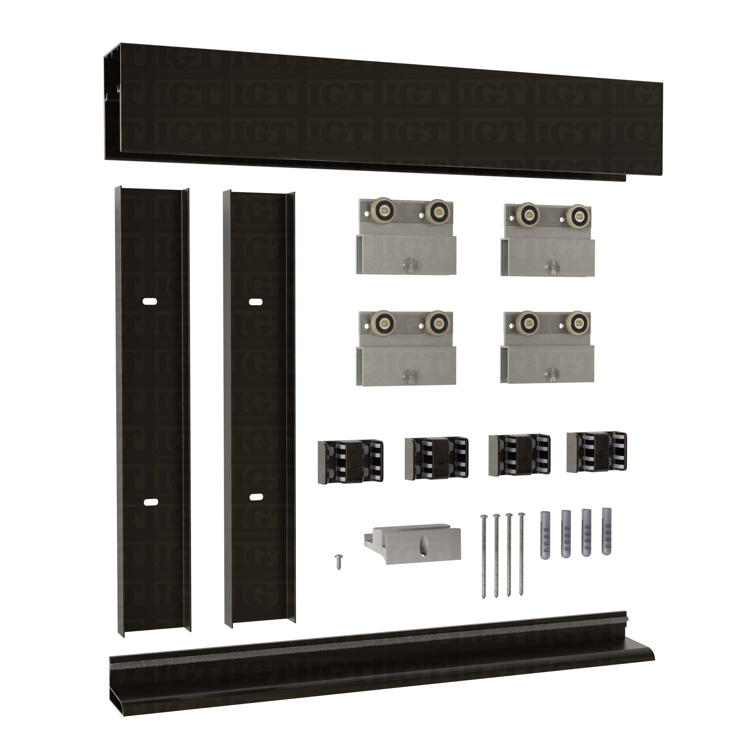 The 72″ W x 80″ H Bypass System in Oil Rubbed Bronze.