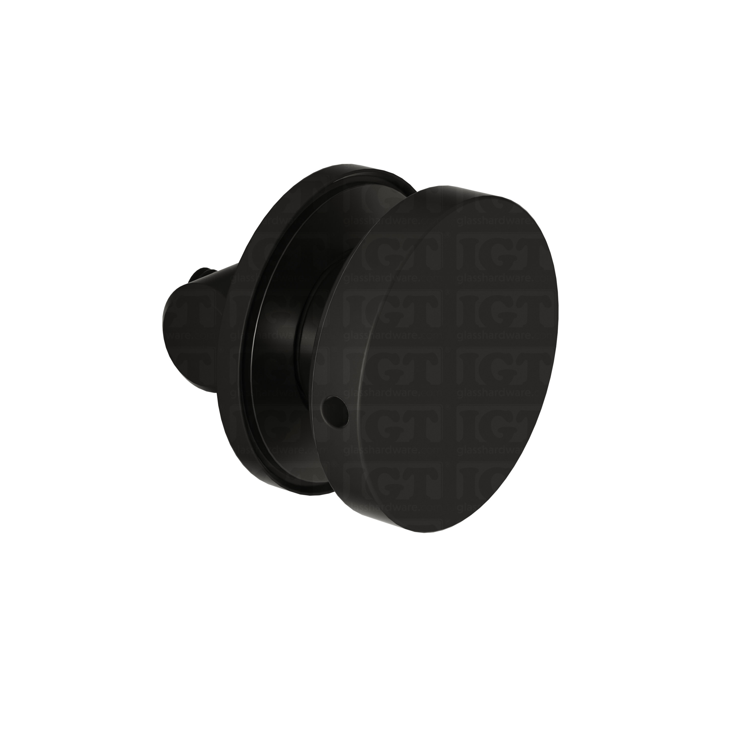 The Glass-to-Track Connector for 38IGT Roller System in Matte Black.