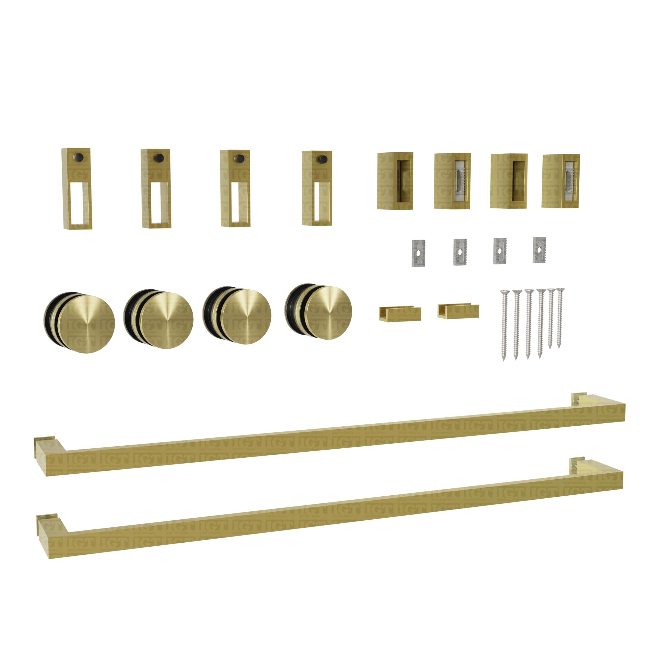 An image of the Twin System's different components in a white background. Gold Brushed