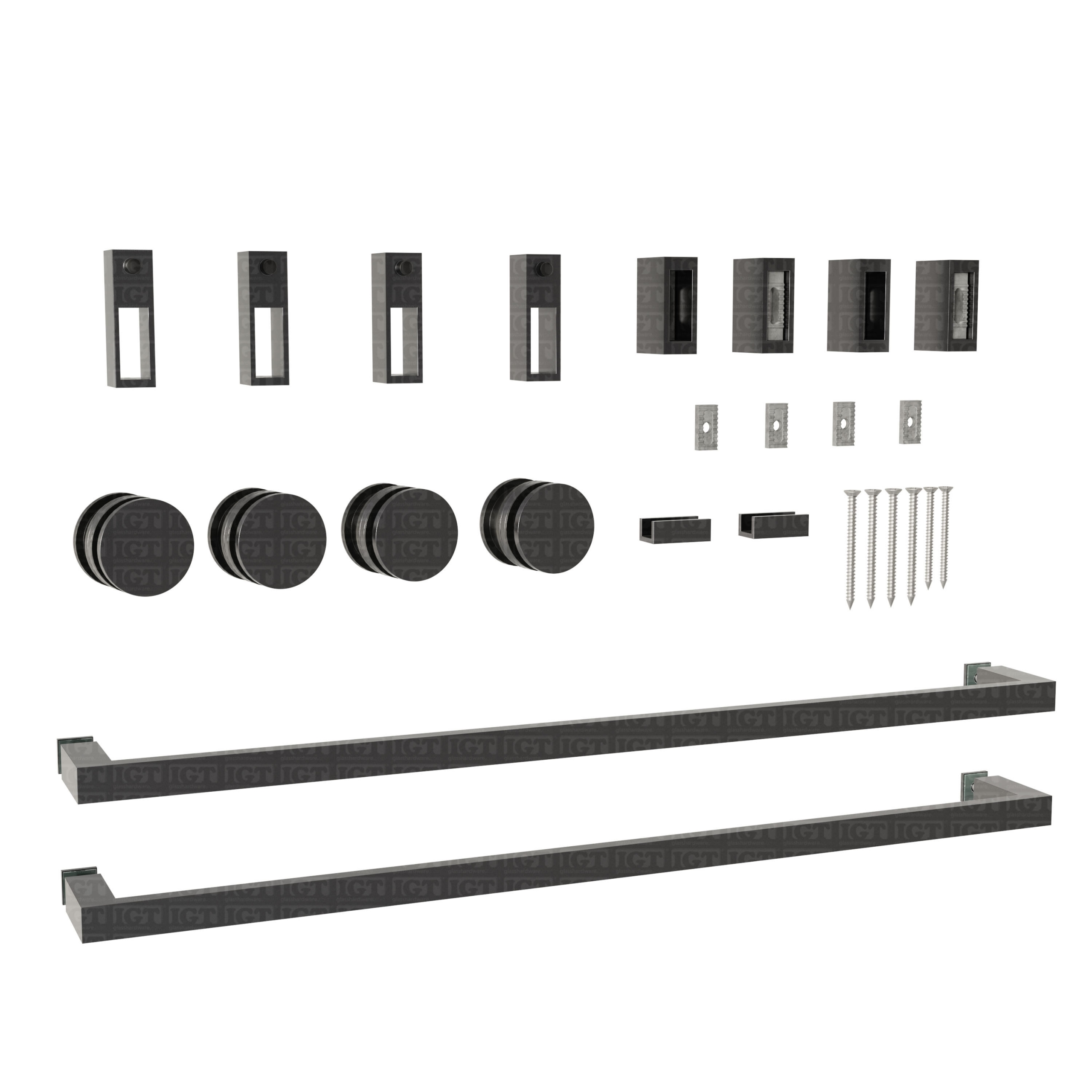 An image of the Twin System's different components in a white background. Gun Metal