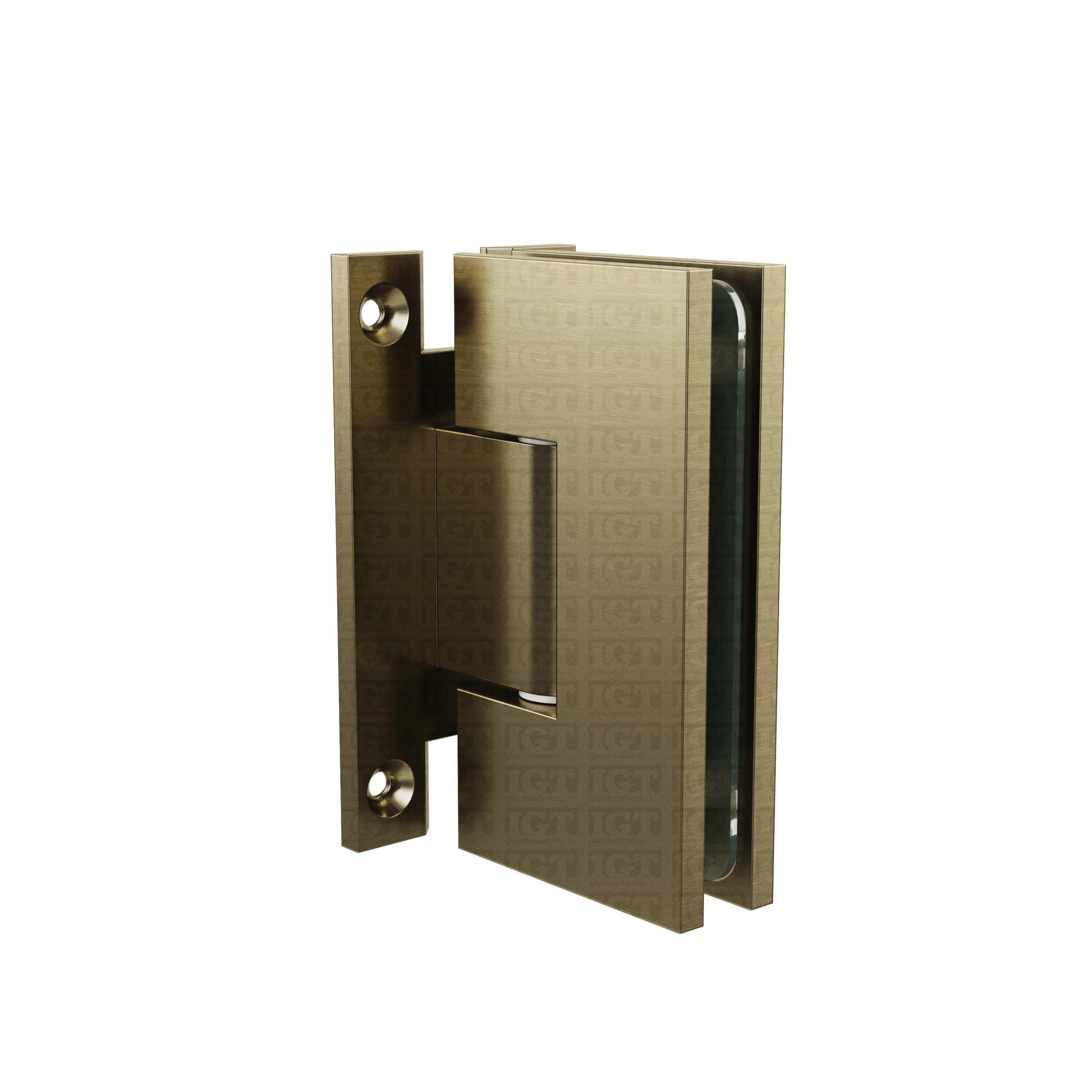 The Heavy Duty Wall-to-Glass “H” Back Hinge in Brushed Bronze over a white backdrop.