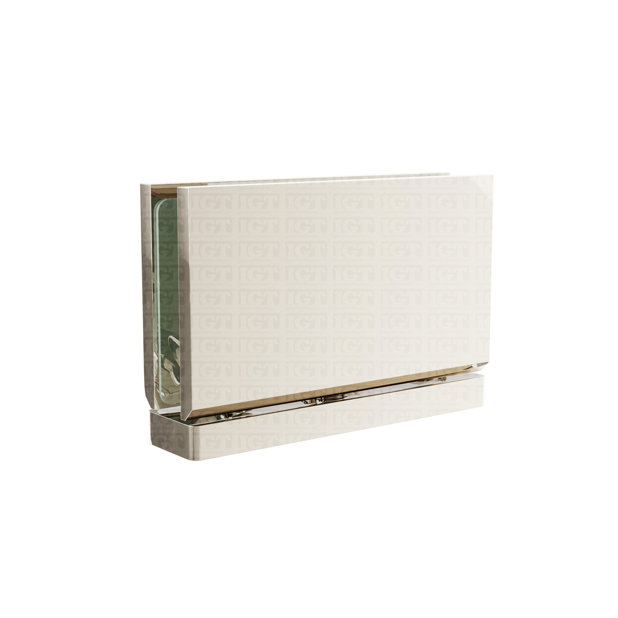 The Top/Bottom Malibu Pivot Hinge in Polished Nickel on a white backdrop.